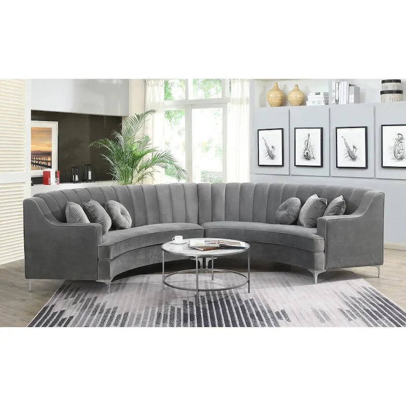Round Circle Couch Symmetrical Modular Curved Velvet Sectional Sofa