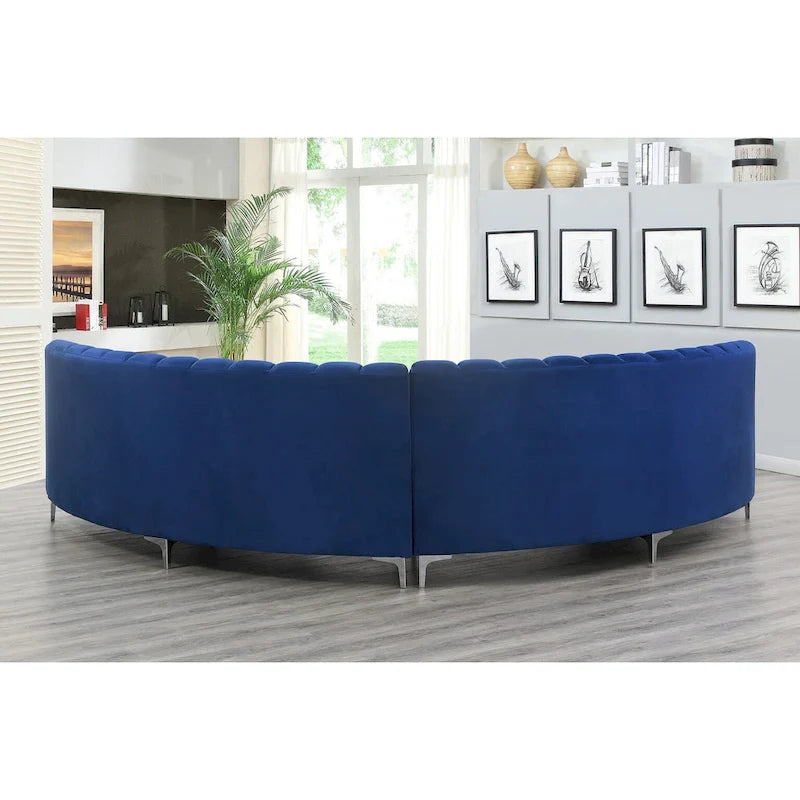 Round Circle Couch Symmetrical Modular Curved Velvet Sectional Sofa