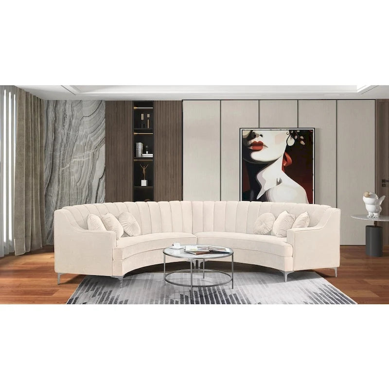 Round Circle Couch Symmetrical Modular Curved Velvet Sectional Sofa