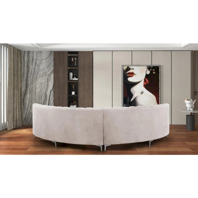 Round Circle Couch Symmetrical Modular Curved Velvet Sectional Sofa