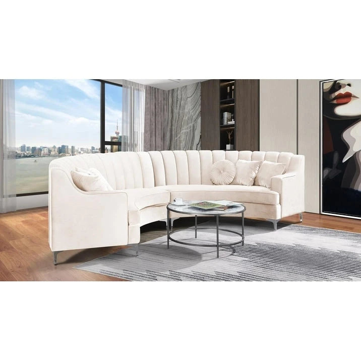 Round Circle Couch Symmetrical Modular Curved Velvet Sectional Sofa