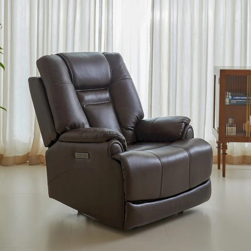 Genuine Top Grain Adjustable Headrest Extendable Footrest Zero Gravity Reclin Power Recliner
