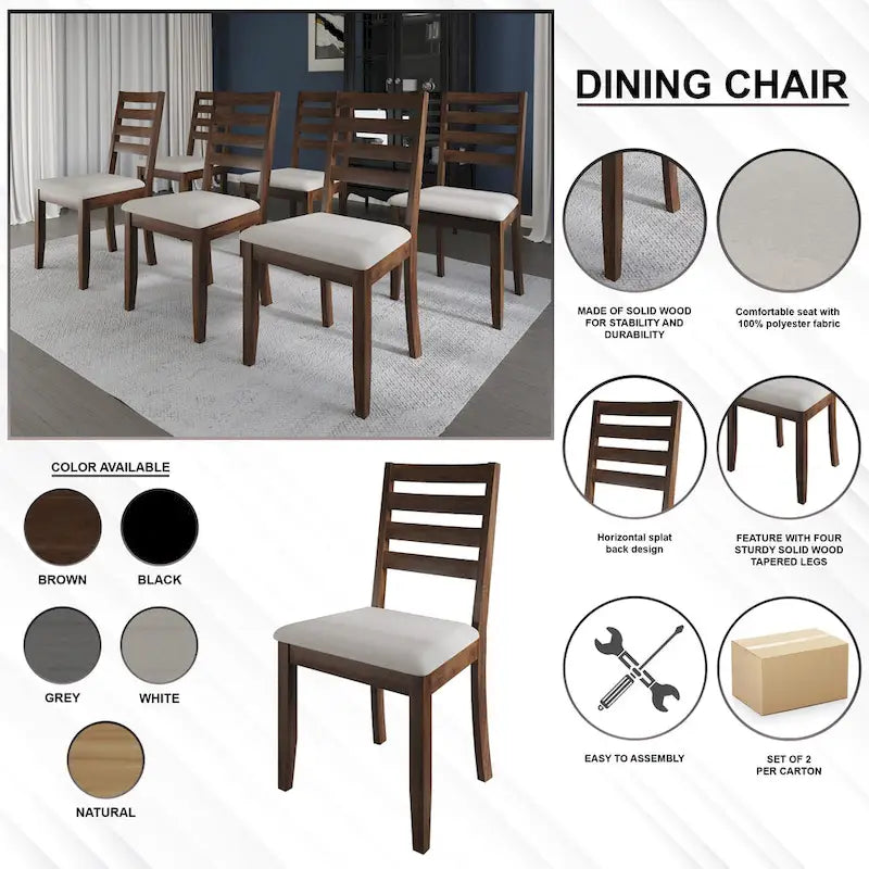 CraftPorch Simple Timeless Wooden Dining Chairs (Set of 2) - N/A