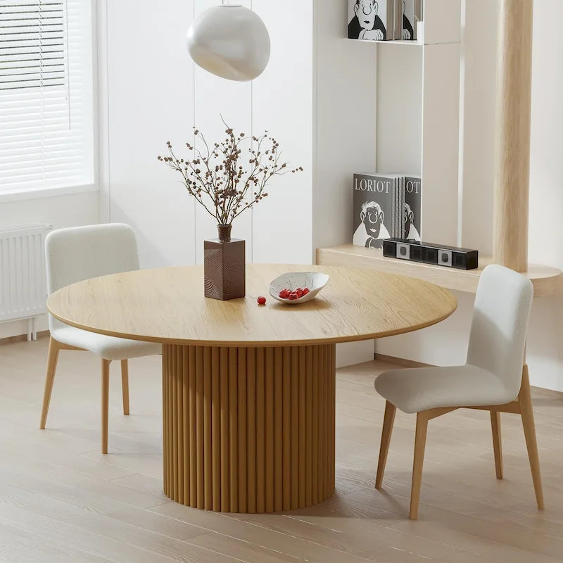 Wooakway Solid Wood 60 Round Dining Table for 6 People Nordic style - 60*30