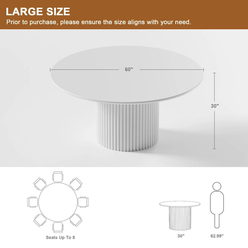 Wooakway Solid Wood 60 Round Dining Table for 6 People Nordic style - 60*30
