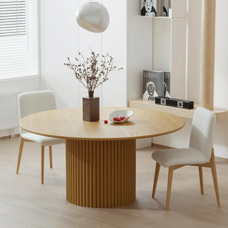 Wooakway Solid Wood 60 Round Dining Table for 6 People Nordic style - 60*30