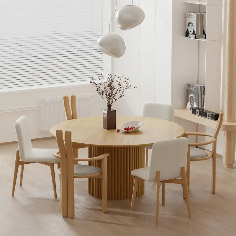 Wooakway Solid Wood 60 Round Dining Table for 6 People Nordic style - 60*30