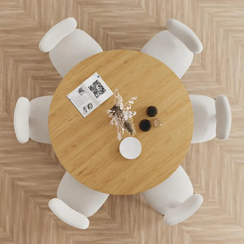 Wooakway Solid Wood 60 Round Dining Table for 6 People Nordic style - 60*30