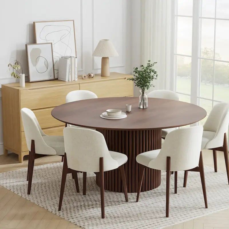 Wooakway Solid Wood 60 Round Dining Table for 6 People Nordic style - 60*30