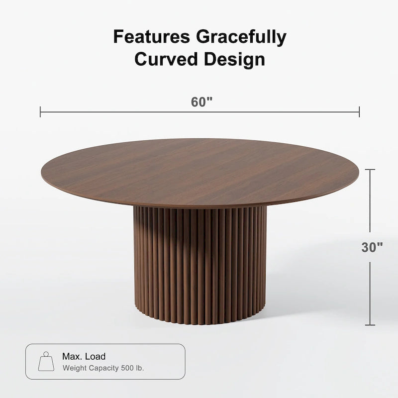 Wooakway Solid Wood 60 Round Dining Table for 6 People Nordic style - 60*30