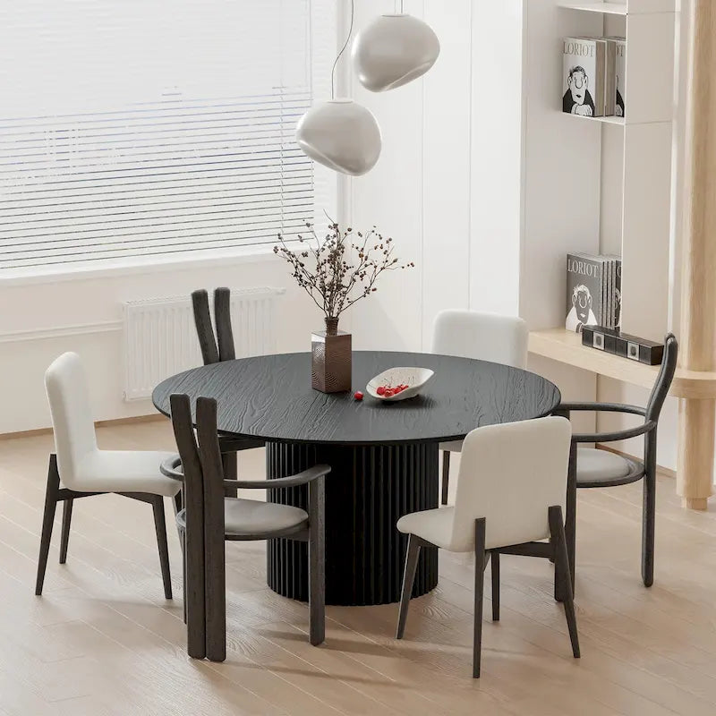 Wooakway Solid Wood 60 Round Dining Table for 6 People Nordic style - 60*30