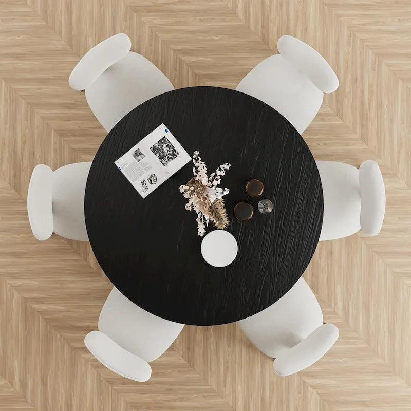 Wooakway Solid Wood 60 Round Dining Table for 6 People Nordic style - 60*30