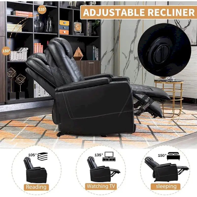 Electric Home Theater Overstuffed Single Reclining Sofa with Hidden Arm Storage
