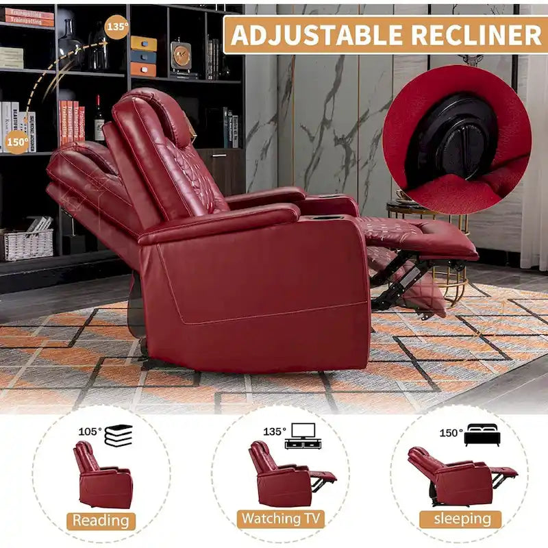 Electric Home Theater Overstuffed Single Reclining Sofa with Hidden Arm Storage