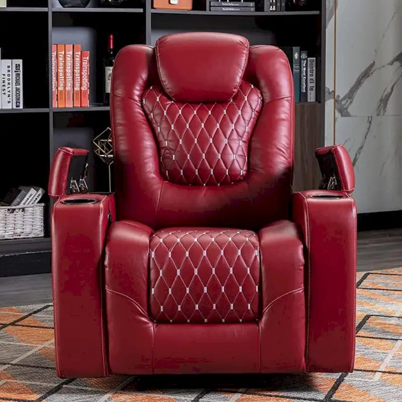 Electric Home Theater Overstuffed Single Reclining Sofa with Hidden Arm Storage