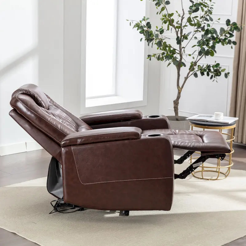 Electric Home Theater Overstuffed Single Reclining Sofa with Hidden Arm Storage