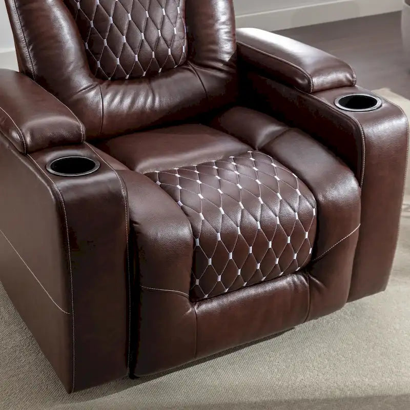 Electric Home Theater Overstuffed Single Reclining Sofa with Hidden Arm Storage