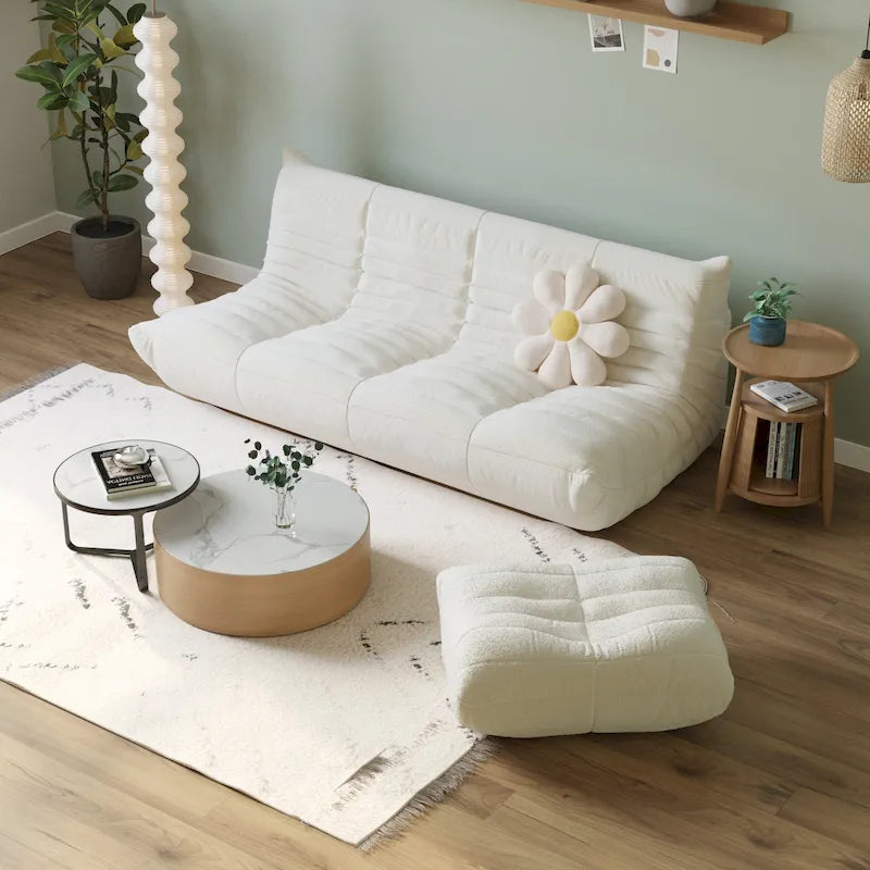 Memory Foam Floor Chair, Comfortable Back Support Lazy Sofa, Comfy for Reading Game Meditating,Teddy Fabric