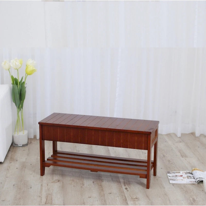 The Gray Barn Waggoner Solid Wood Shoe Bench with Storage