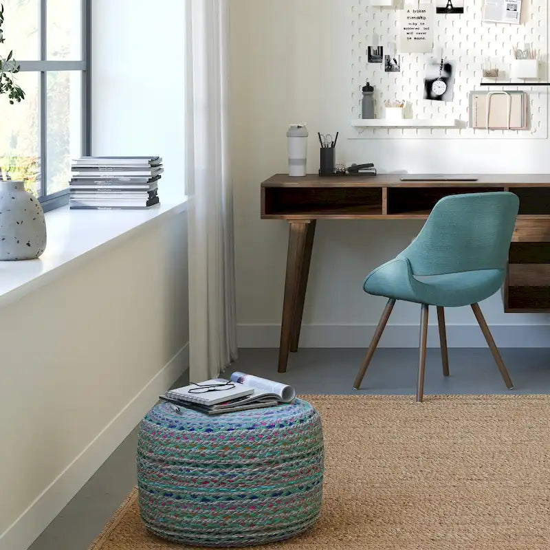 WYNDENHALL Mattise Boho Round Pouf in Braided Jute