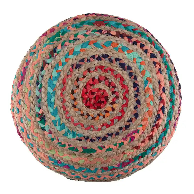 WYNDENHALL Mattise Boho Round Pouf in Braided Jute