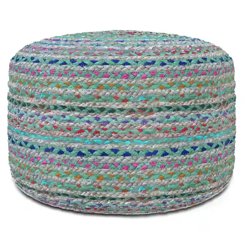 WYNDENHALL Mattise Boho Round Pouf in Braided Jute
