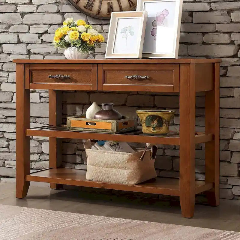 Mid-Century Style 42 Solid Wood Buffet Sideboard