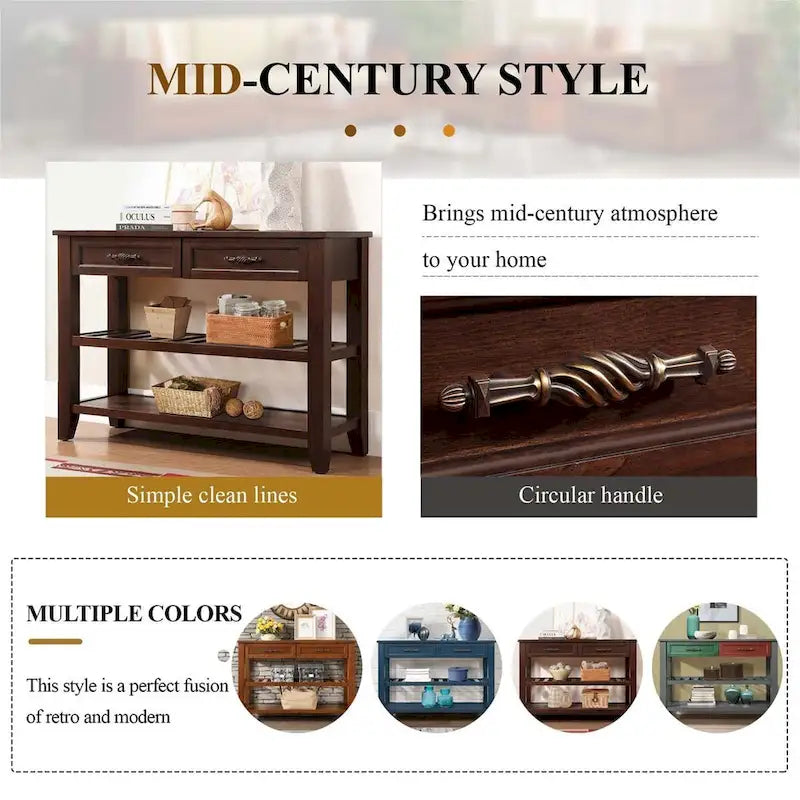 Mid-Century Style 42 Solid Wood Buffet Sideboard