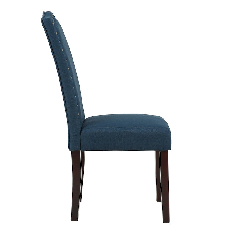 Fabric Upholstered Nailhead Trim Parson Dining Chairs Set of 2