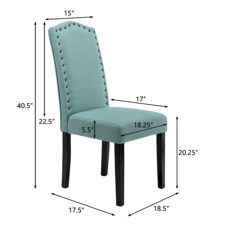 Fabric Upholstered Nailhead Trim Parson Dining Chairs Set of 2