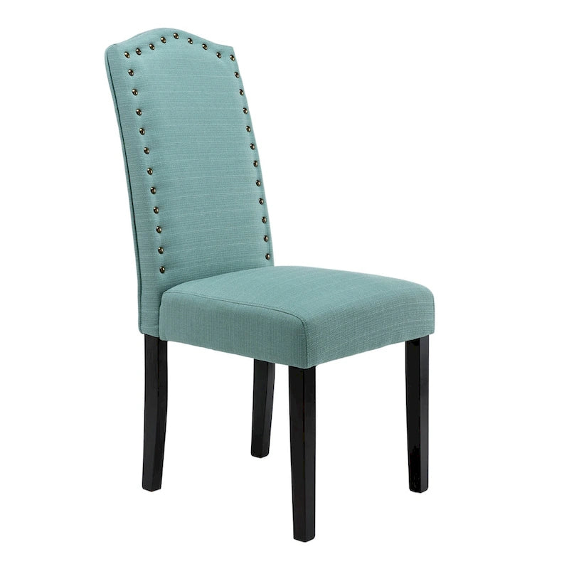 Fabric Upholstered Nailhead Trim Parson Dining Chairs Set of 2