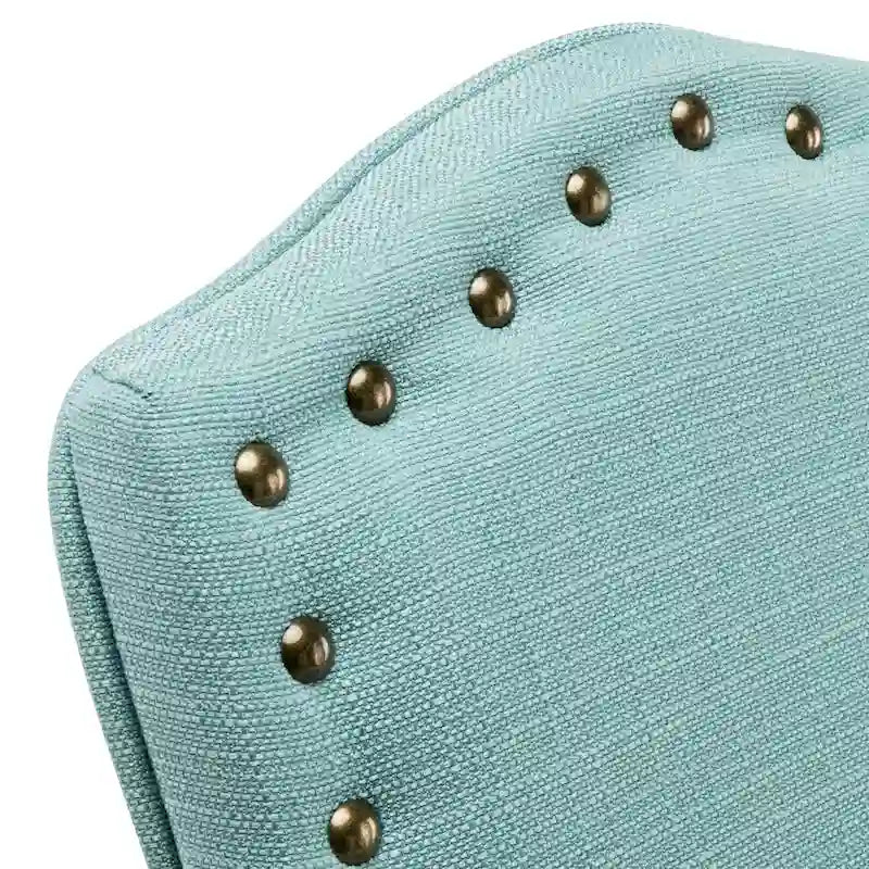 Fabric Upholstered Nailhead Trim Parson Dining Chairs Set of 2