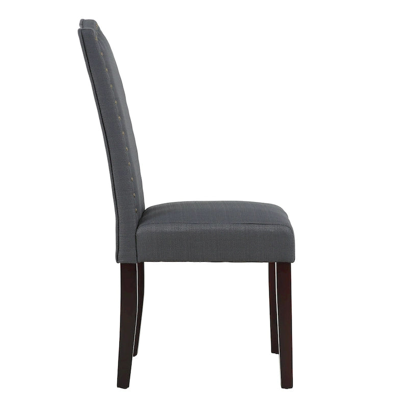 Fabric Upholstered Nailhead Trim Parson Dining Chairs Set of 2