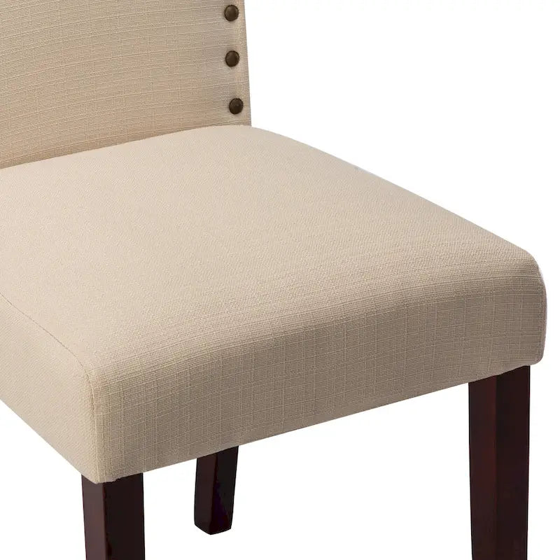 Fabric Upholstered Nailhead Trim Parson Dining Chairs Set of 2