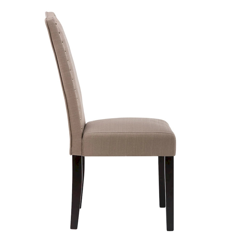 Fabric Upholstered Nailhead Trim Parson Dining Chairs Set of 2