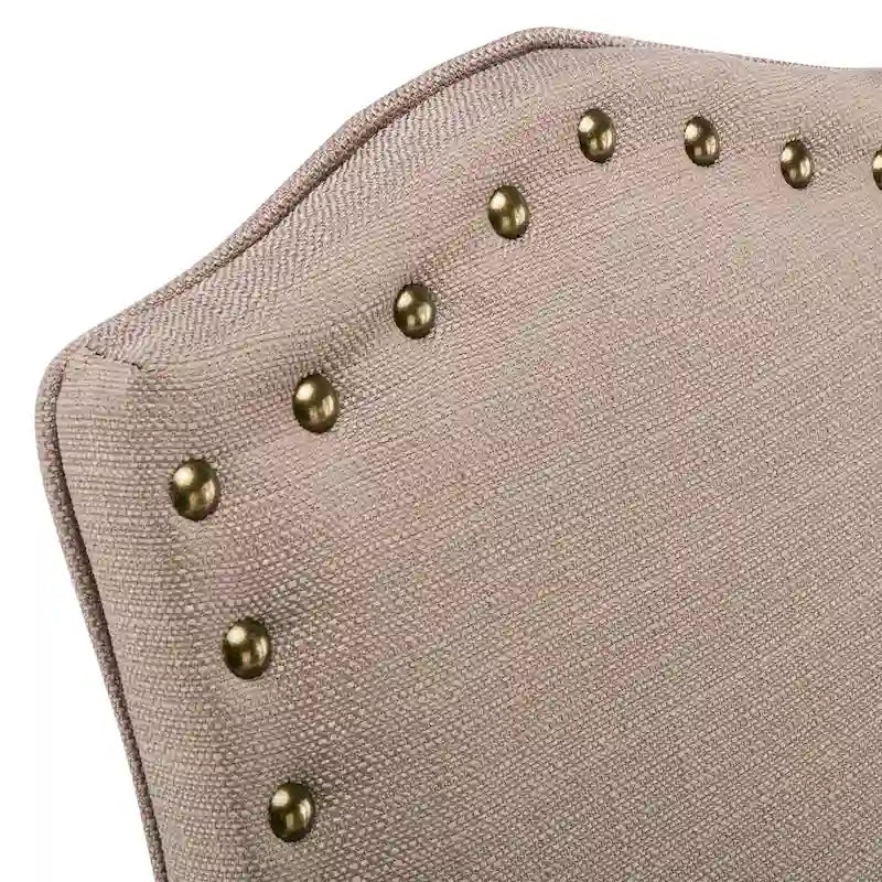 Fabric Upholstered Nailhead Trim Parson Dining Chairs Set of 2