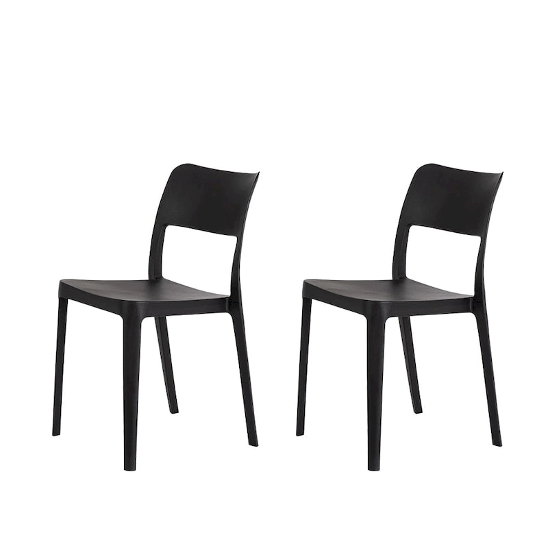 La Vie Resin Stackable All Weather Armless Chair, Set of 2