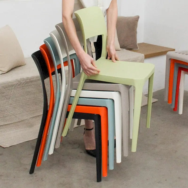 La Vie Resin Stackable All Weather Armless Chair, Set of 2