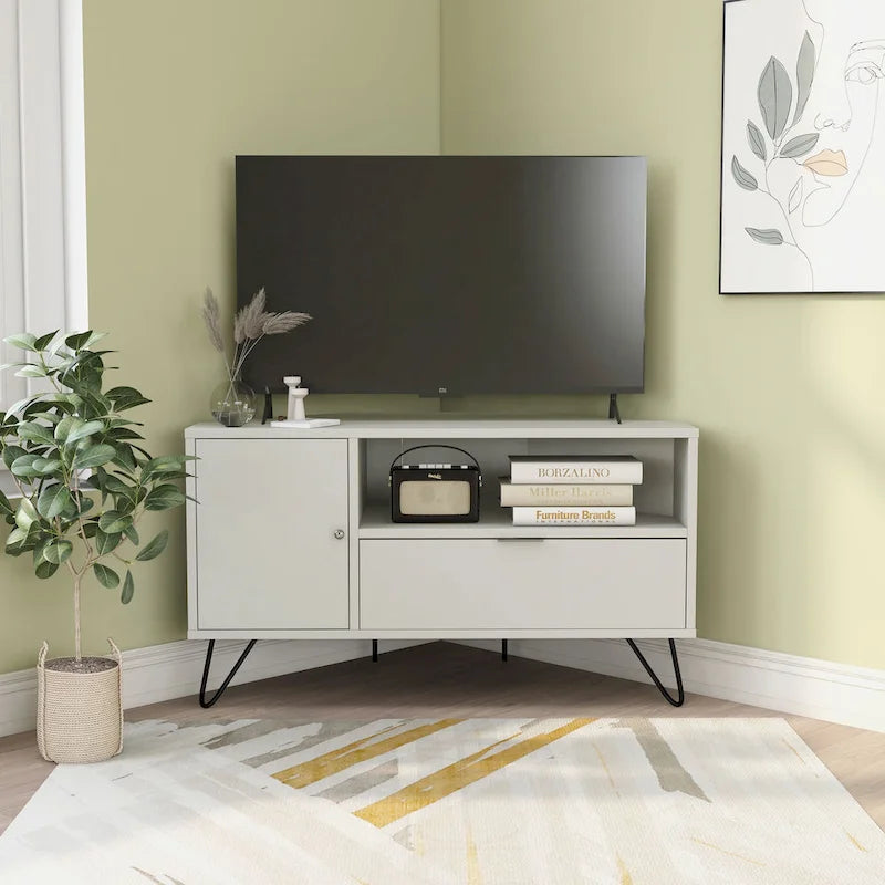 Talley Mid-Century Modern 41-inch 1-Open Shelf Corner TV Console by Furniture of America
