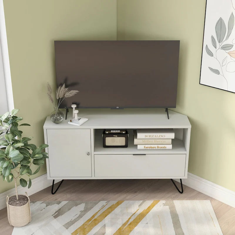 Talley Mid-Century Modern 41-inch 1-Open Shelf Corner TV Console by Furniture of America