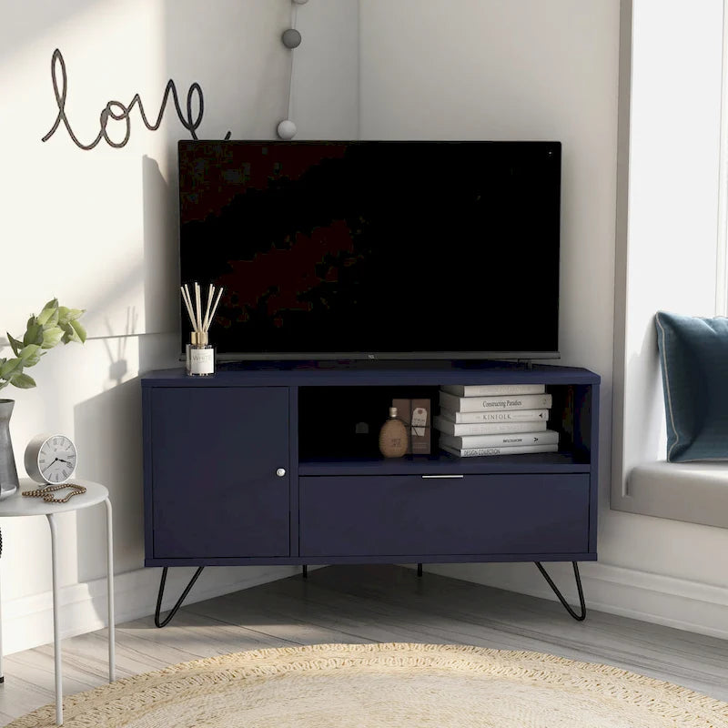 Talley Mid-Century Modern 41-inch 1-Open Shelf Corner TV Console by Furniture of America