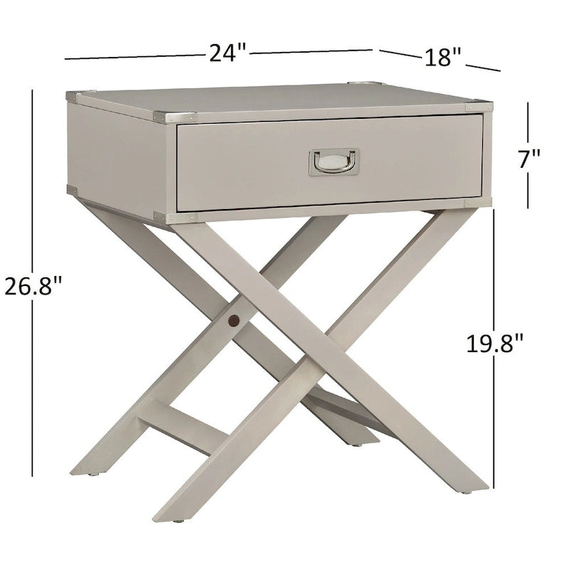 Kenton II X Base Wood Accent Campaign Table iNSPIRE Q Modern