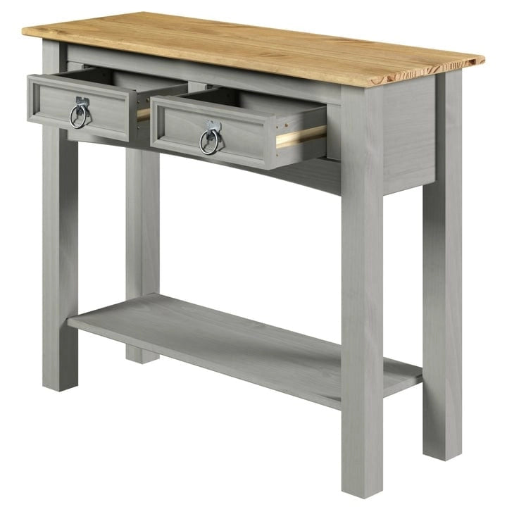 Wood Hall Table Console 2 Drawers Corona