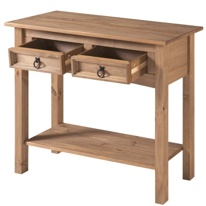Wood Hall Table Console 2 Drawers Corona