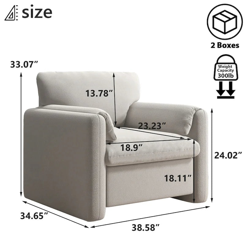 Upholstered Accent Chair Armchair Single Sofa