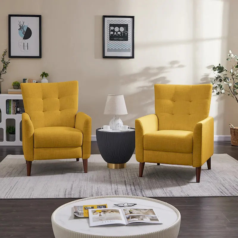 Aurora Modern Manual Recliner Set of 2 with Solid Wooden Legs