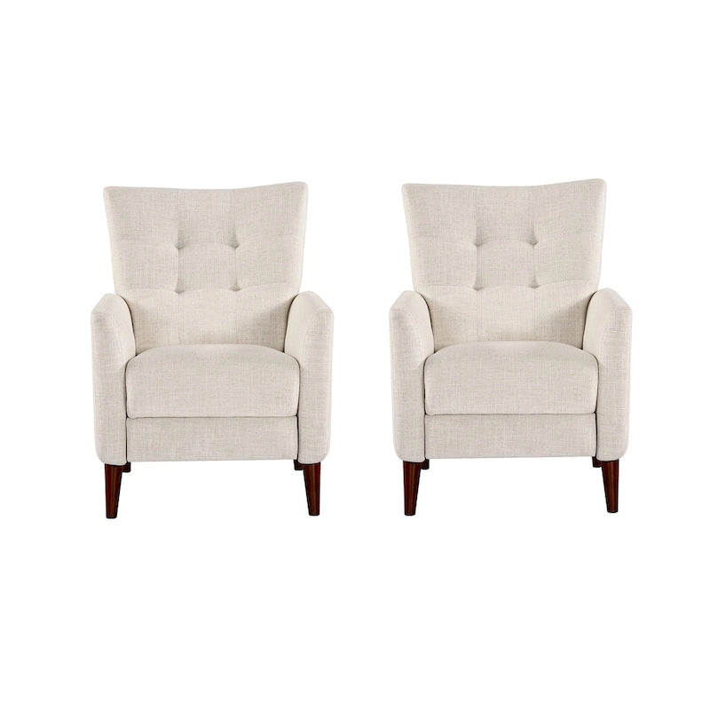 Aurora Modern Manual Recliner Set of 2 with Solid Wooden Legs