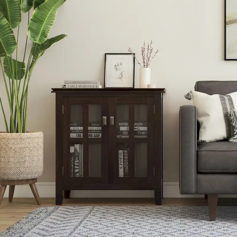 WYNDENHALL Stratford SOLID WOOD 30 inch Wide Low Storage Cabinet - 30w x 14d x 31 h