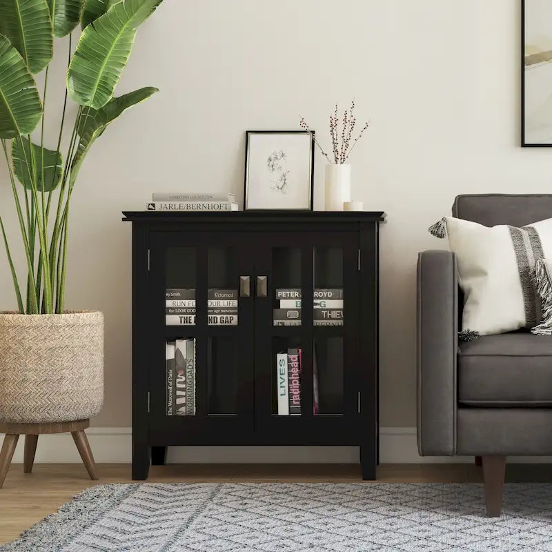 WYNDENHALL Stratford SOLID WOOD 30 inch Wide Low Storage Cabinet - 30w x 14d x 31 h