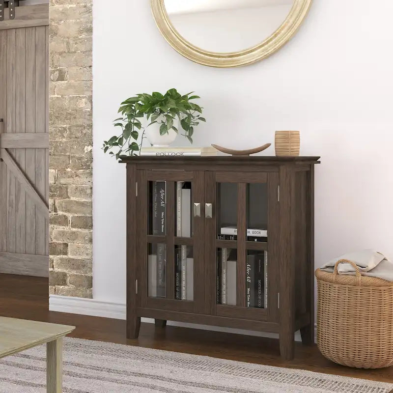 WYNDENHALL Stratford SOLID WOOD 30 inch Wide Low Storage Cabinet - 30w x 14d x 31 h